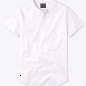 Cuts White Short Sleeve Henley Shirt